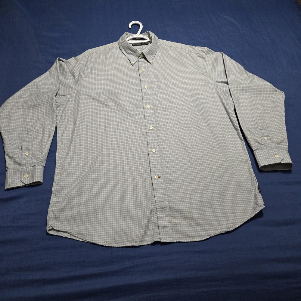 Daniel Cremieux Shirt Mens XL Gray Check 100% Cotton Long Sleeve Button Up